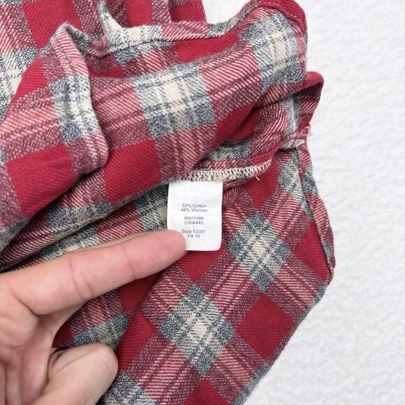 Madewell Flannel Shirt Women’s Size Small Red Plaid Button Front Top Long Sleeve - Picture 7 of 10
